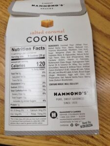 Hammond's salted caramel cookies packaging
