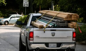 Truck with unsecured cargo