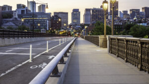 city of boston with bike lane